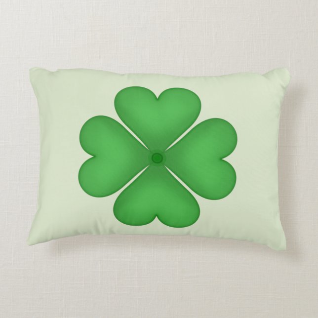 Shamrock Four leaf Clover Hearts Accent Pillow (Back)