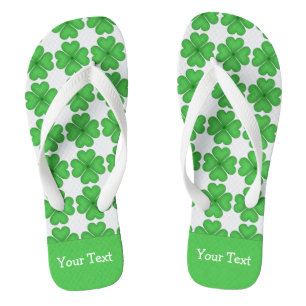 Shamrock Four leaf Clover Hearts Flip Flops