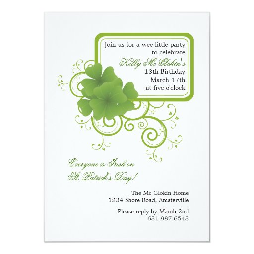 Shamrock Birthday Invitations 3