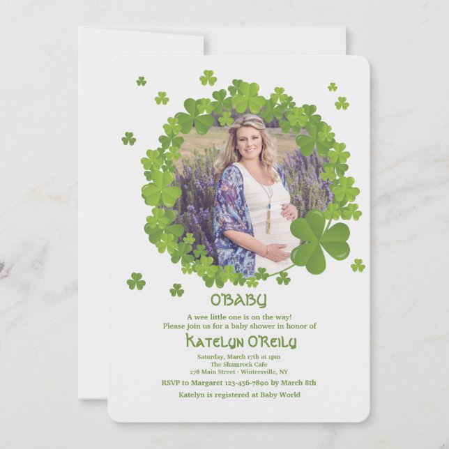Shamrock Frame Photo Invitation (Front)