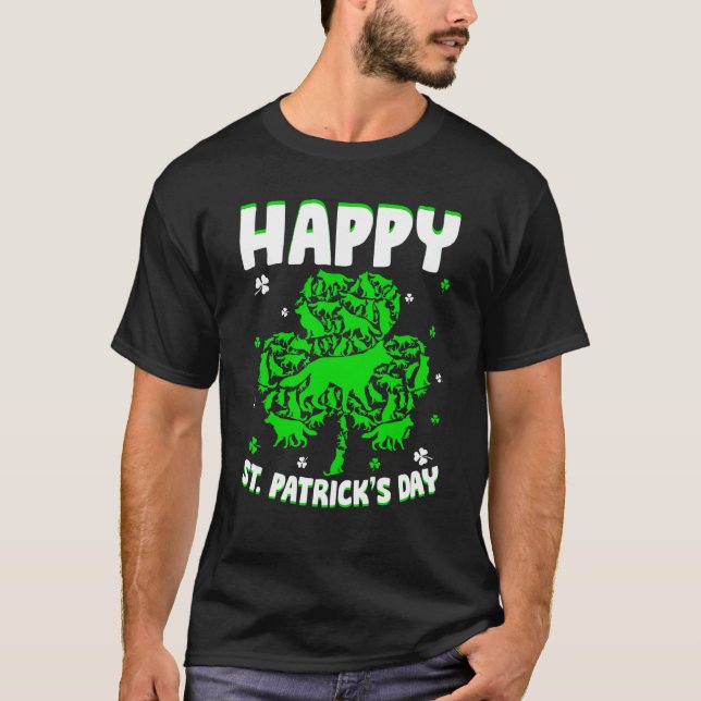 Shamrock German Shepherd Dog St Patrick S Day Iris T-Shirt (Front)