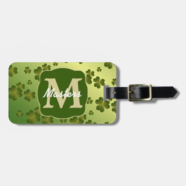 Shamrock Glow Monogram Luggage Tag (Front Horizontal)