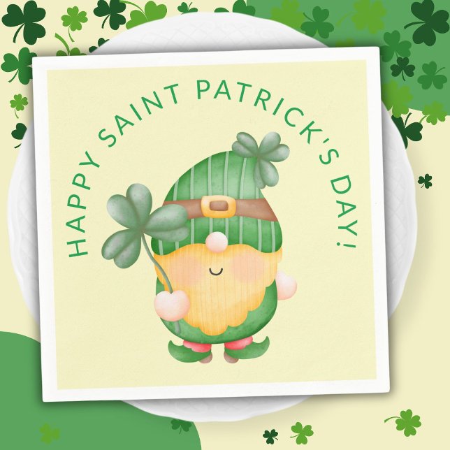 Shamrock Gnome Happy Saint Patricks Day Napkin (Creator Uploaded)