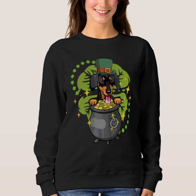 Shamrock Gold Pot St Patricku2019s Day Dachshund D Sweatshirt (Front)