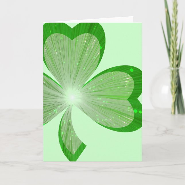 Shamrock grande carte de voeux vert vertical (Devant)