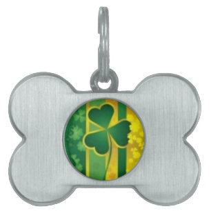 Shamrock Green and Gold Design Pet Tag