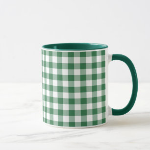 Shamrock Green and White Check Gingham Mug