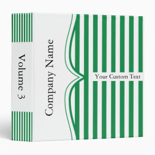 Shamrock Green and White Stripes Binder