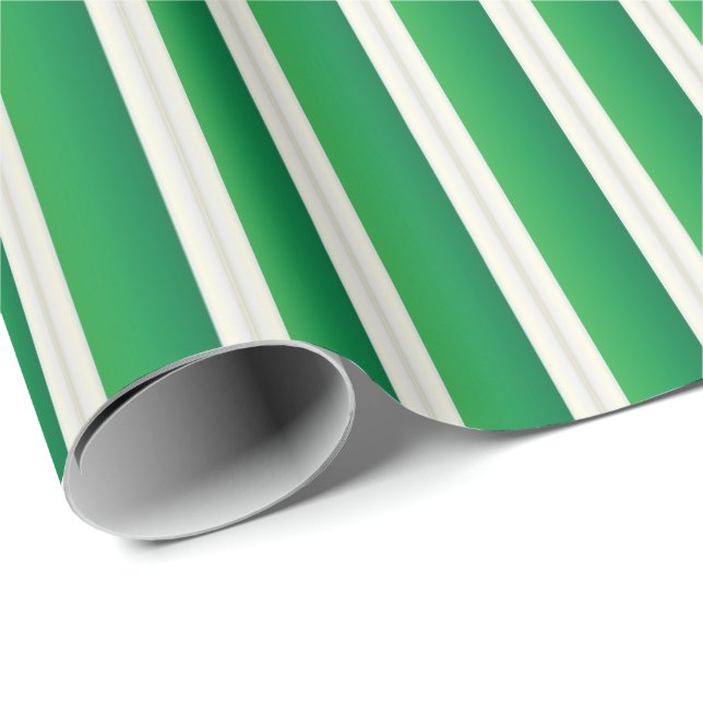 Shamrock Green and White Stripes Wrapping Paper (Roll Corner)