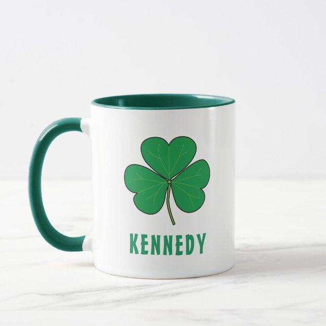 Shamrock Green Clover Ireland Celtic Irish Name Mug (Left)
