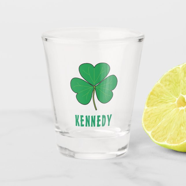 Shamrock Green Clover Ireland Celtic Irish Name Shot Glass (Front)