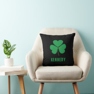 Shamrock Green Clover Ireland Celtic Irish Name Throw Pillow