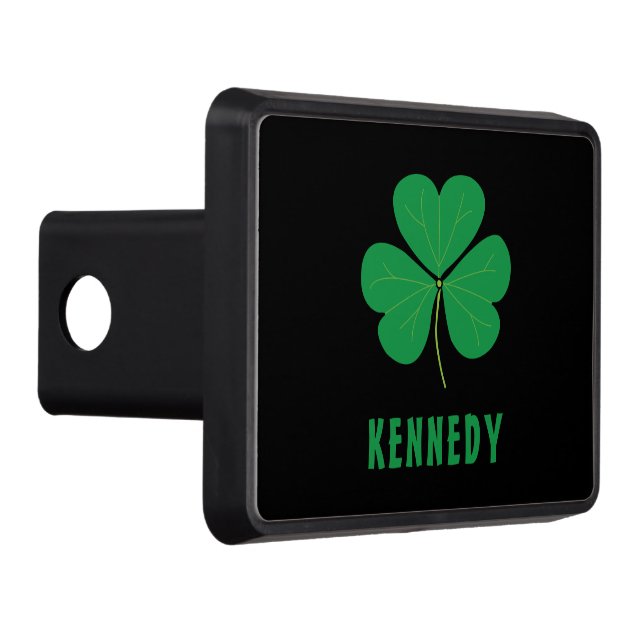 Shamrock Green Clover Ireland Celtic Irish Name Trailer Hitch Cover (Right)