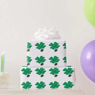 Shamrock Green Clover Wrapping Paper