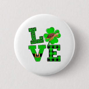 Shamrock Green Plaid Love Sea Turtle St Patrick'S 2 Inch Round Button