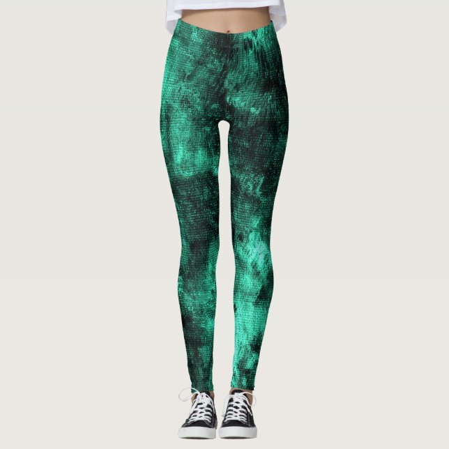 Shamrock Grunge Texturé Spandex Leggings (Devant)