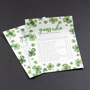 Shamrock 'Guess Who' Baby Shower Game Flyer