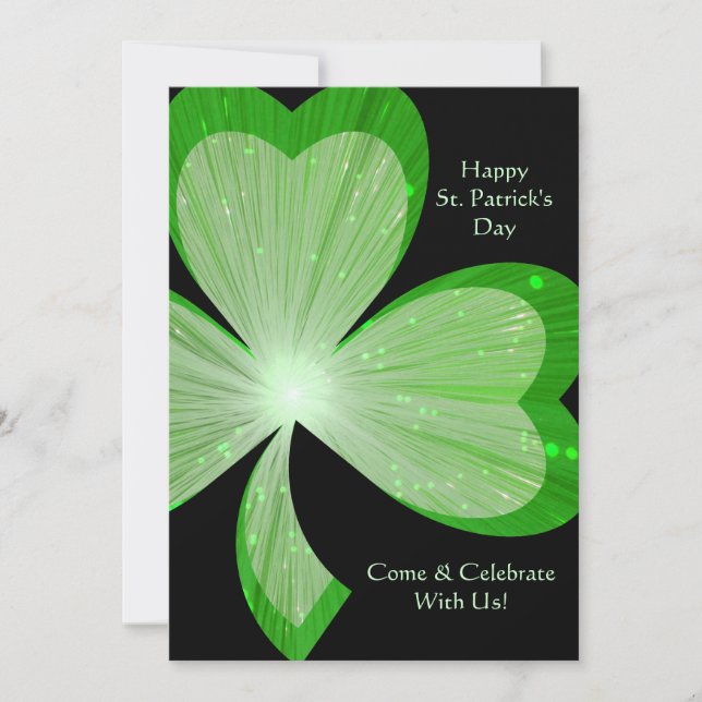 Shamrock 'Happy St.Patrick's Day' invitation black (Front)