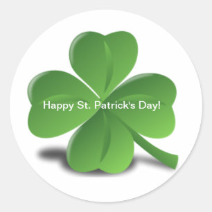 Shamrock Happy St. Patricks Day Simple Clover Classic Round Sticker