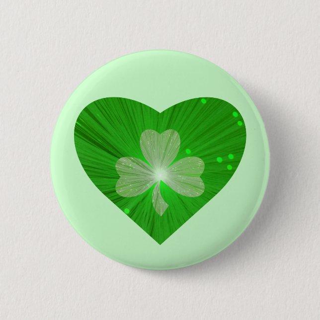 Shamrock Heart button badge green (Front)