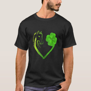 Shamrock Heart Horse C St Patricks Day Women Girl T-Shirt