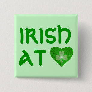 Shamrock Heart 'Irish at Heart' button green