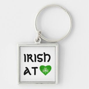 Shamrock Heart 'Irish at Heart' keychain white