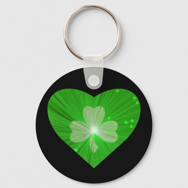 Shamrock Heart keychain black (Front)