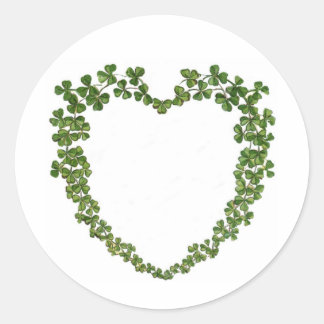 Shamrock Heart Vintage St. Patrick's Day Classic Round Sticker