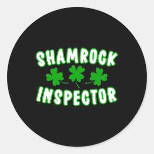 Shamrock Inspector St Patricks Day 1 Classic Round Sticker