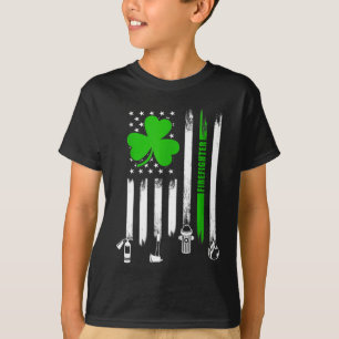 Shamrock Irish American Flag Firefighter St-Patric T-Shirt