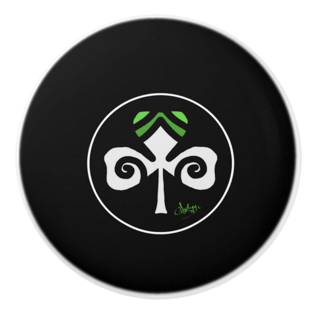 Shamrock Irish Circle Logo Ceramic Knob (Front)