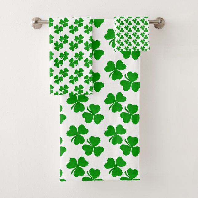 shamrock Irish Spring clover pattern Bath Towel Set (Insitu)