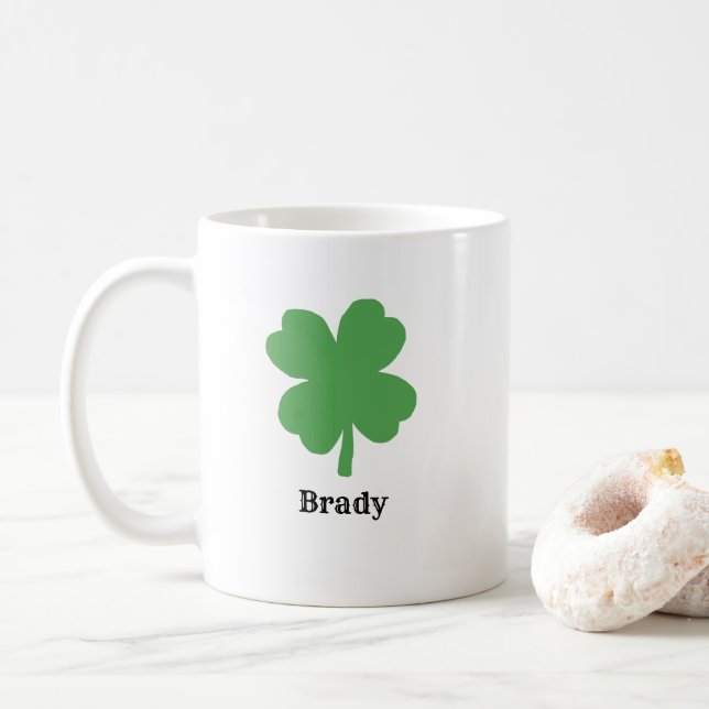 Shamrock Irish Watercolor Texture Painting Coffee Mug (With Donut)