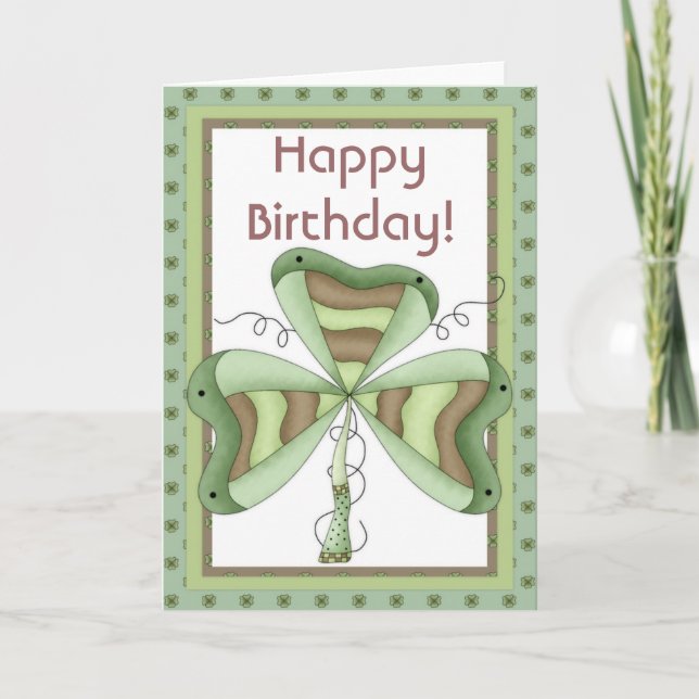 Shamrock irlandais 2 Bonne mars carte d'anniversai (Devant)