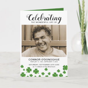 Shamrock irlandais Clover Photo Funeral Programme