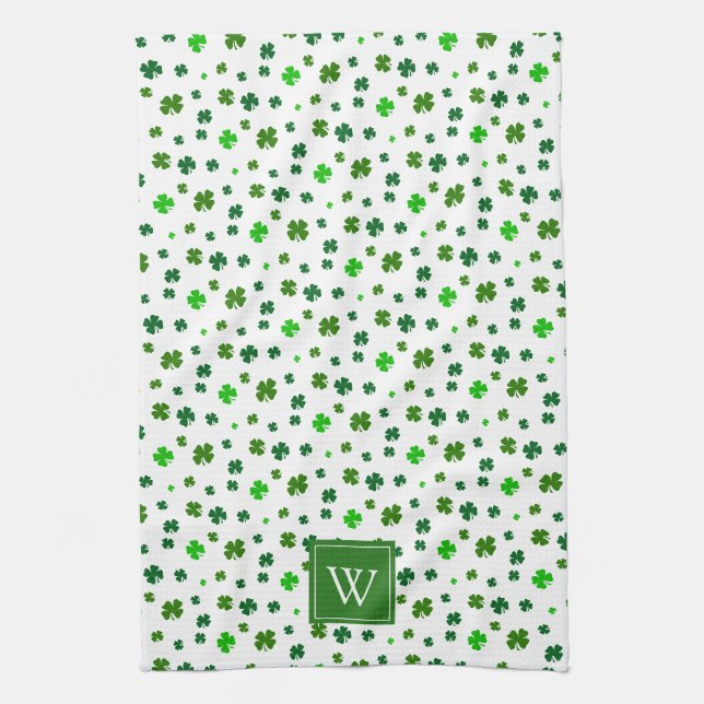 Shamrock irlandais initial serviette de cuisine ca (Vertical)