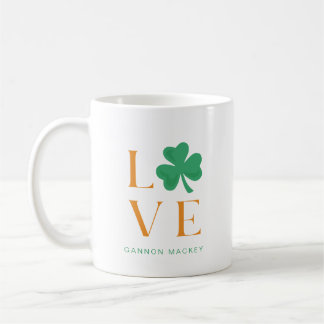 Shamrock irlandais Love Mug en orange et vert