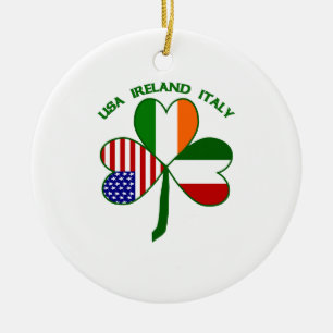 Shamrock Italy USA Irish Ceramic Ornament