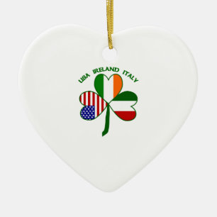 Shamrock Italy USA Irish Ceramic Ornament