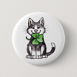 Shamrock Kitty 2 Inch Round Button