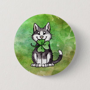 Shamrock Kitty 2 Inch Round Button