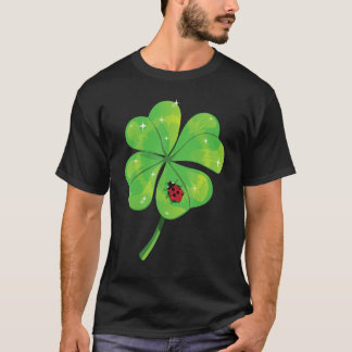 Shamrock Ladybug Lucky Four Leaf Clover St Patrick T-Shirt