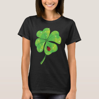Shamrock Ladybug Lucky Four Leaf Clover St Patrick T-Shirt
