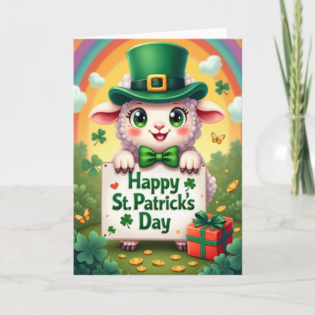 Shamrock Lamb Scene Card (Front)