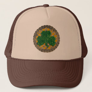 Shamrock, Lattice And Celtic Knots On Gold Hat