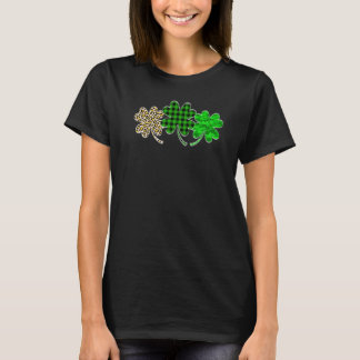 Shamrock Leopard Camouflage Plaid St Patricks Day  T-Shirt