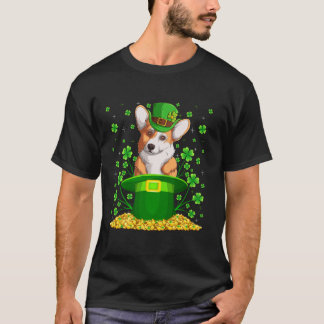 Shamrock Leprechaun Hat Welsh Corgi Dog St Patrick T-Shirt