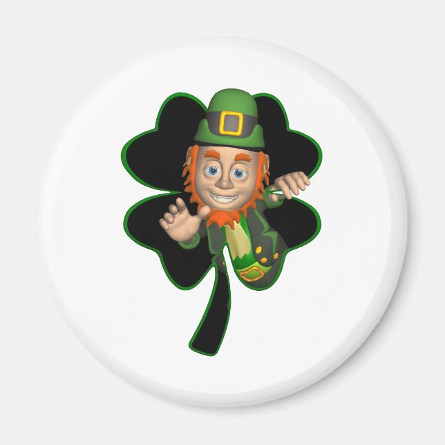 Shamrock Leprechaun Magnet (Front)
