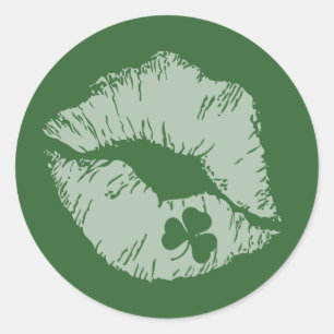 Shamrock Lips - Kiss Me I'm Irish Stickers